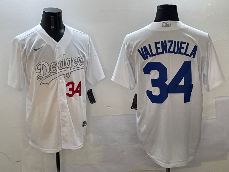 Men Los Angeles Dodgers #34 Valenzuela White Fashion Edition Game 2025 Nike MLB Jersey style 9->los angeles dodgers->MLB Jersey
